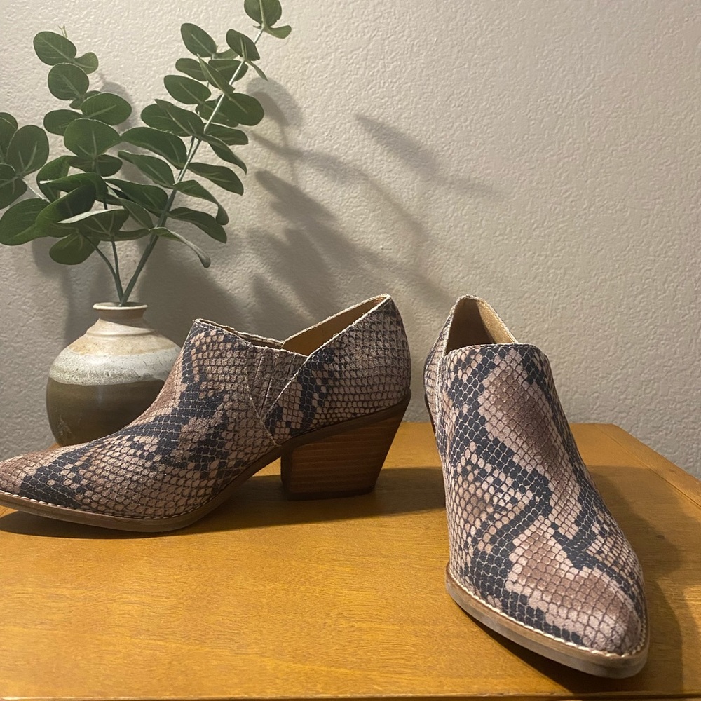 Lucky brand snakeskin booties